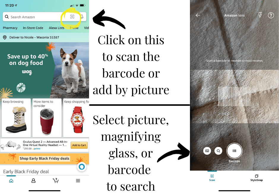 How to add items to Amazon wishlists by scanning with your phone the image or the barcode.