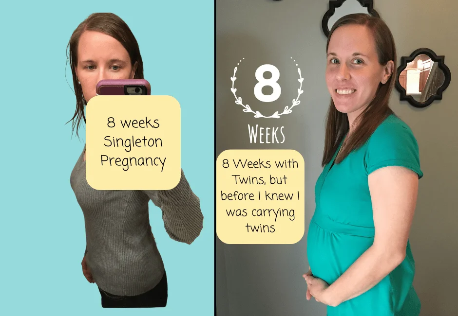 8 weeks pregnant with singleton vs 8 weeks pregnant with twins