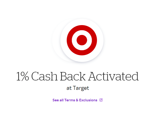 Cash back activated after clicking the button