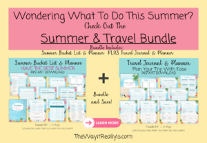 Summer Bucket List and Planner plus Travel Journal and Planner Bundle