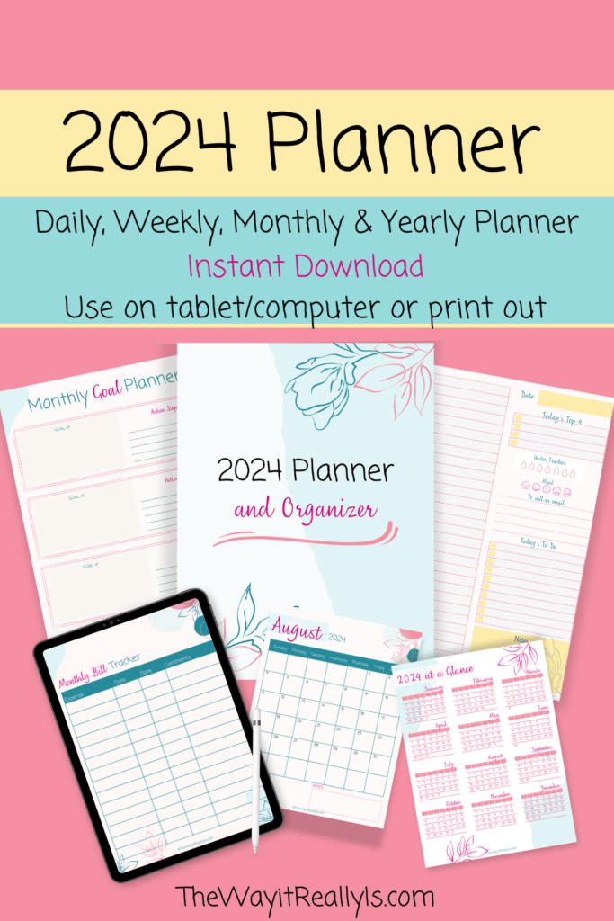 2024 Planner Daily Weekly Monthly and Yearly Planner, Instant Download, Use on Tablet or Computer or Print Out and Use.