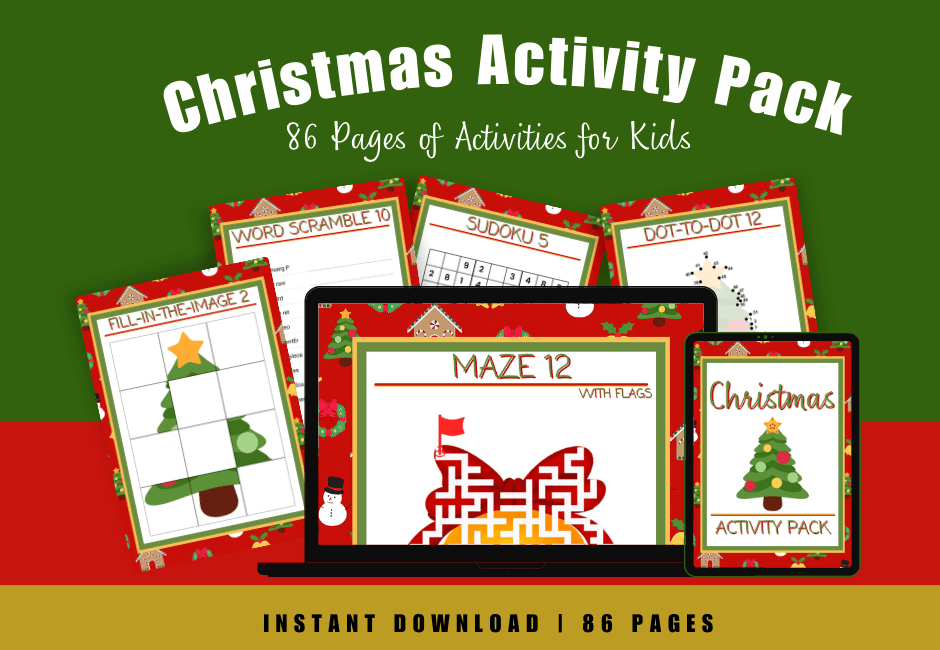 Christmas Activity Pack for Kids 86 pages of activities