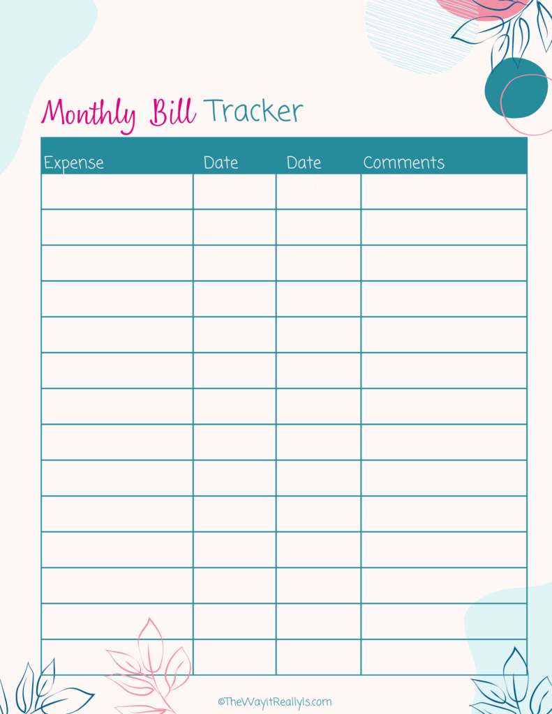 Monthly Bill Tracker