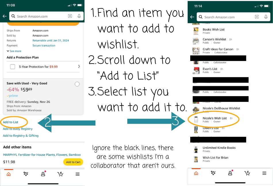 how to add items to a wishlist