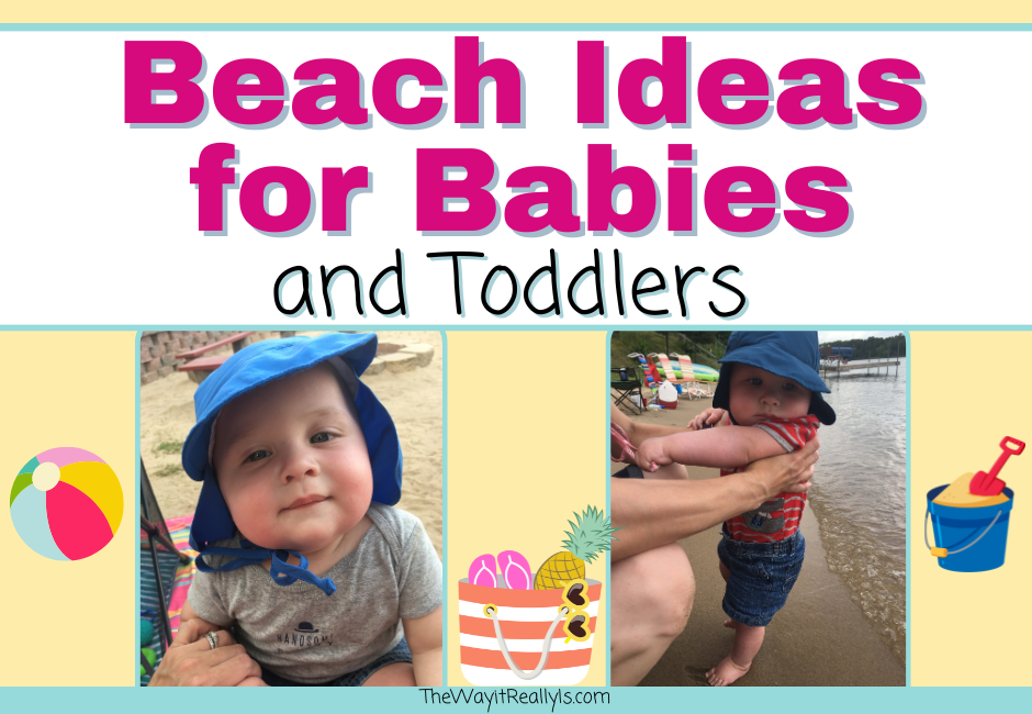 Beach Ideas for Babies and Toddlers with pictures of my twins as babies at the beach.