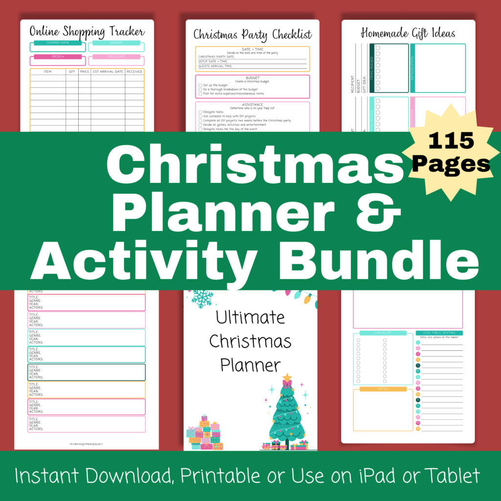 Printable Christmas Planner Bundle with a Christmas planner plus kids activities!