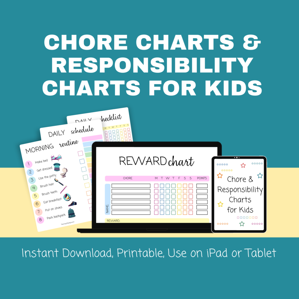 chore calendar and chore charts for kids and families including chore charts, reward charts, allowance charts, screentime charts, behavior charts, daily schedule, weekly chore charts, monthly schedule, school day charts, daily checklists, consequence charts, morning and afternoon routines, before and after school checklists, bedtime routines, and more!