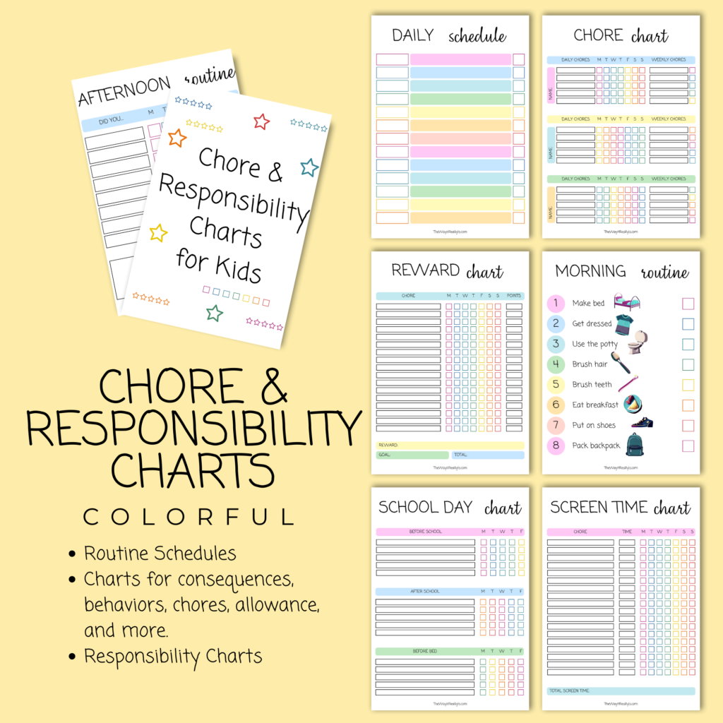 Chore and Responsibility Charts coloring, routine schedules, charts
