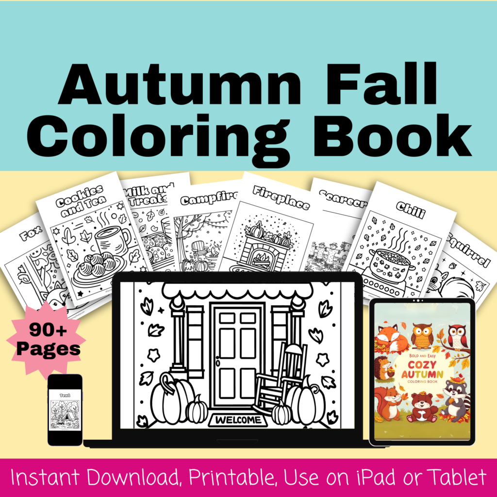 Fall Coloring Book with almost 100 pages