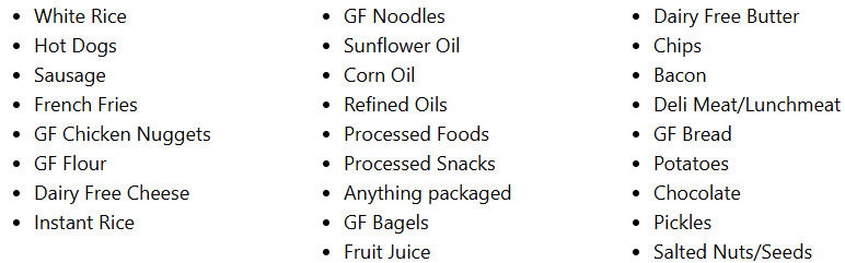 Foods I can't eat now that I have to lower inflammation