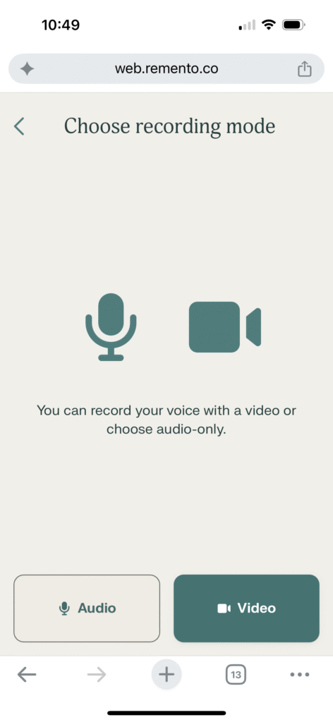 Showing that I can either record my voice with video or audio-only. Just press the button desired.