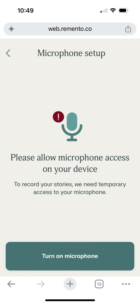 I chose to do audio only today, so it's asking me to allow access to my microphone. It'll just have to ask this once.