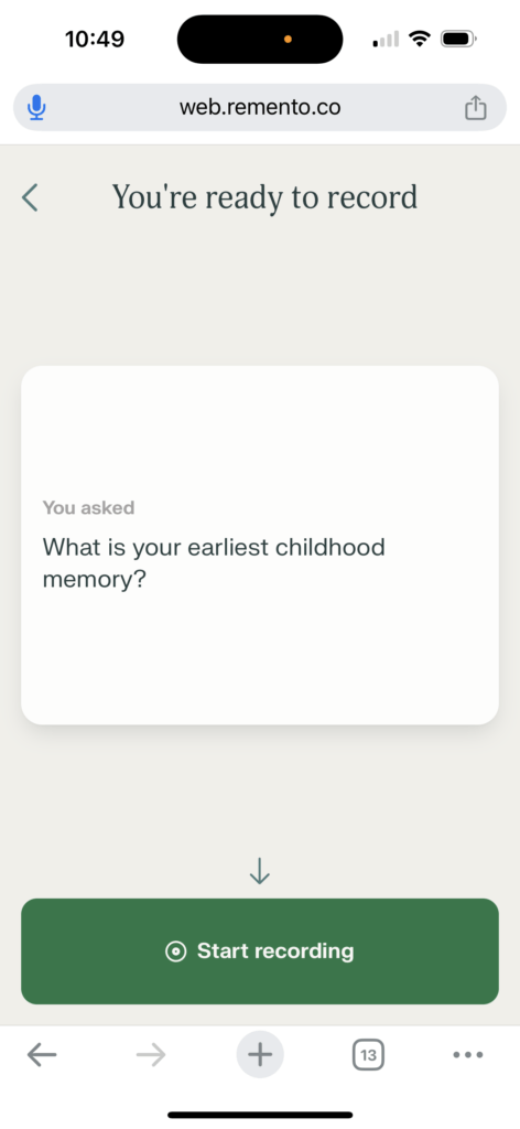 Now back to my prompt, here I can start recording when I'm ready.