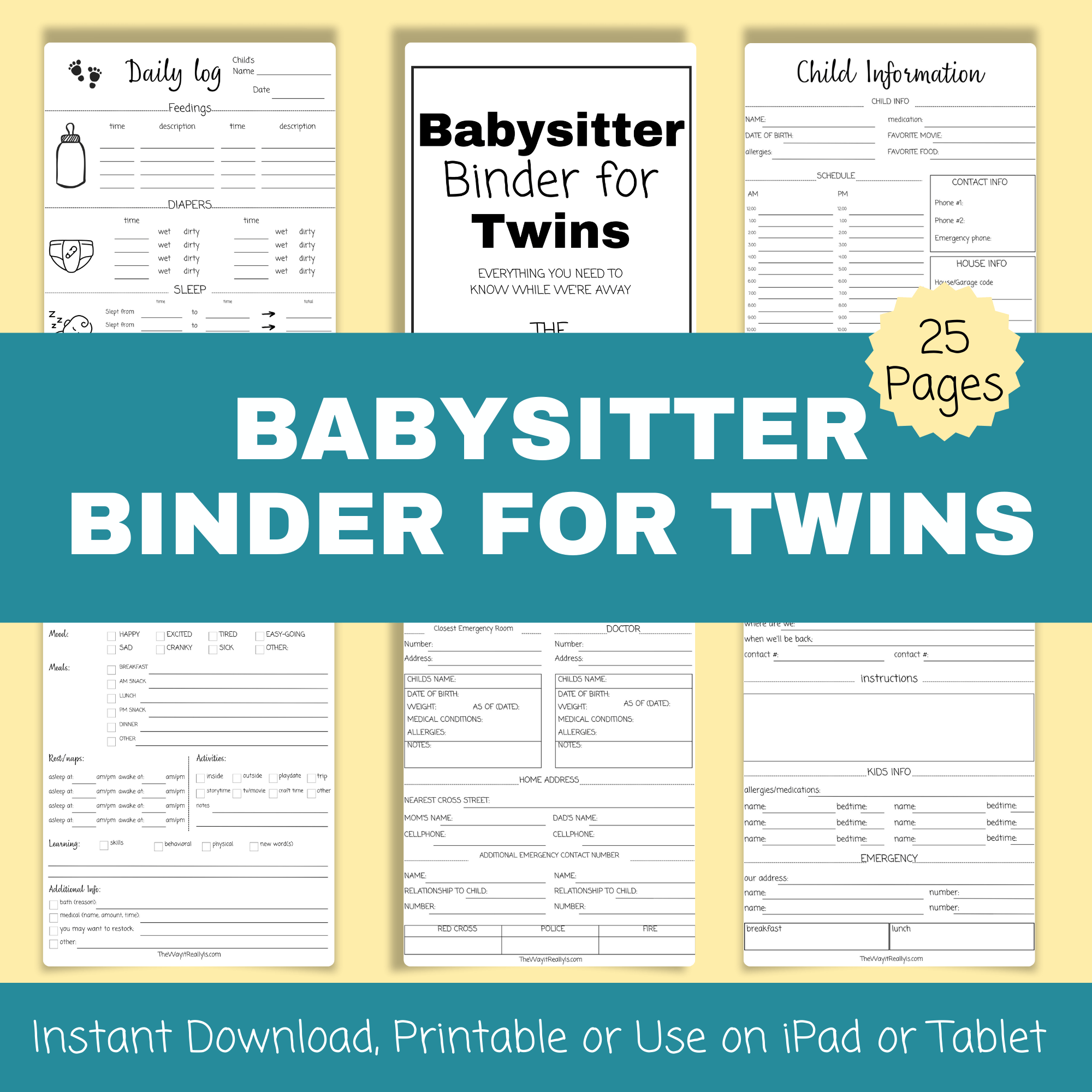 Babysitter Binder for Twins